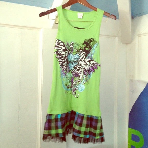 Cute Graphic Dress! Green!