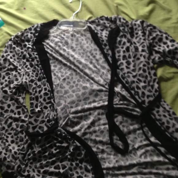 Polyester and spandex white w/ black spots robe