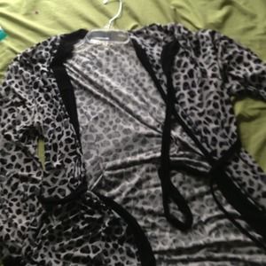 Polyester and spandex white w/ black spots robe