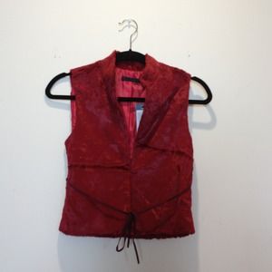 NWT Guess Red Faux Fur Vest