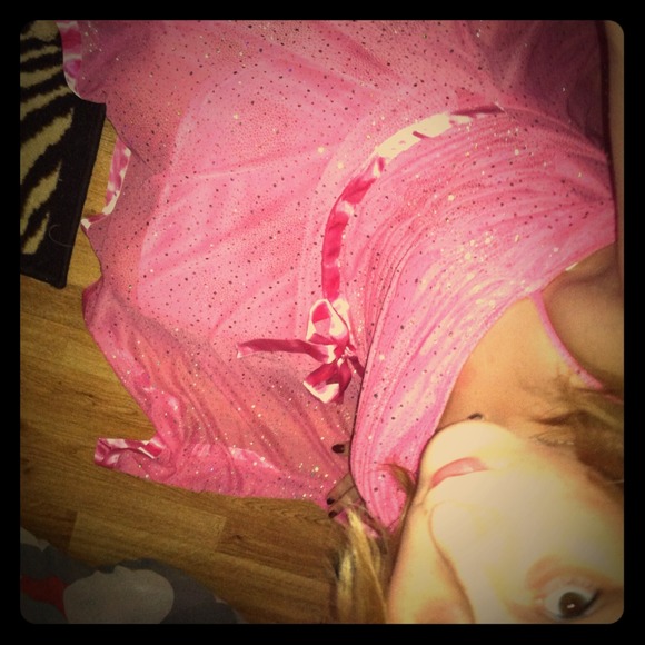 Pink sparkly dress.