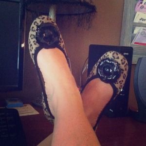 Leopard print flats BUNDLED WITH RUFFLE SANDALS.