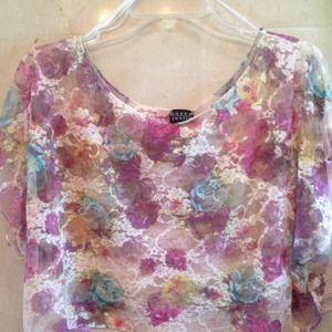 Multi-colored lace crop top