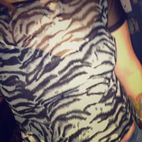 Zebra print sort of see through top.