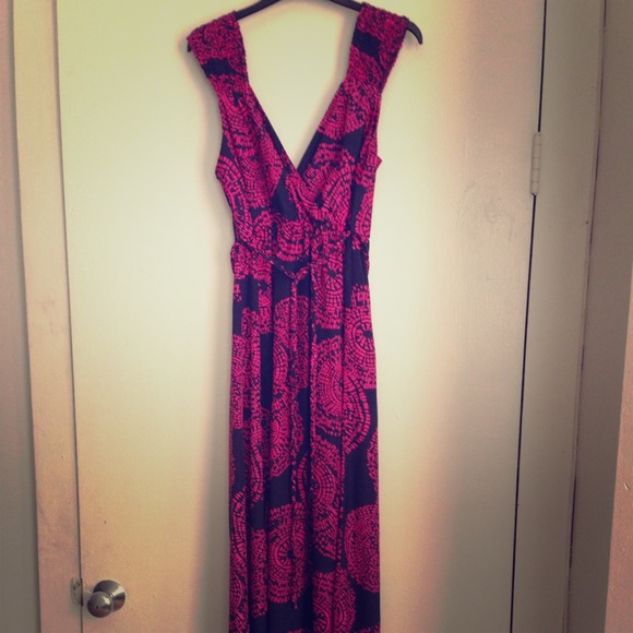 Pink and navy blue maxi dress