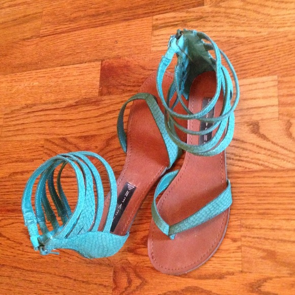 Steven teal ankle wrap sandal size 8 - Picture 2 of 4