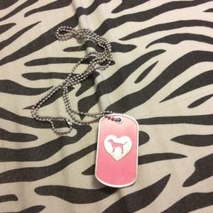 Victoria's Secret pink dog tag necklace