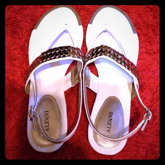 White and Gold Alfani Sandals