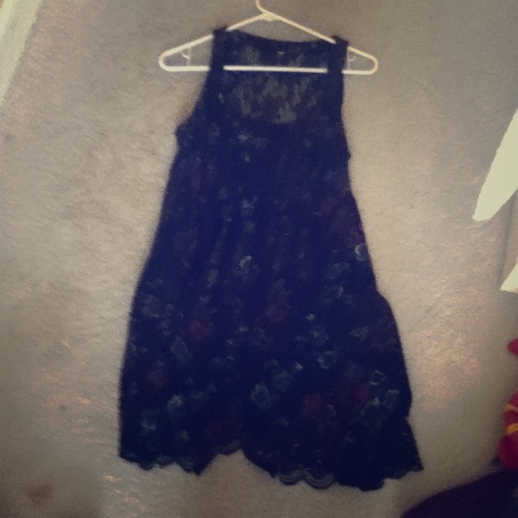 ❌Traded❌Navy Blue Floral Print Dress and Lace Back