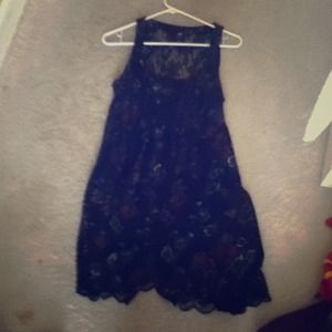 ❌Traded❌Navy Blue Floral Print Dress and Lace Back