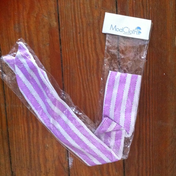 Modcloth Purple and White Striped Wire Headband