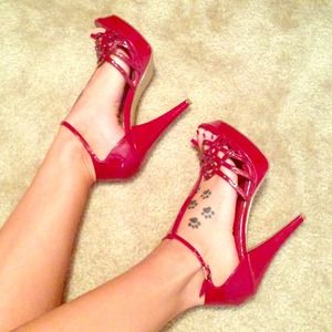 Red Ankle Strap Heels