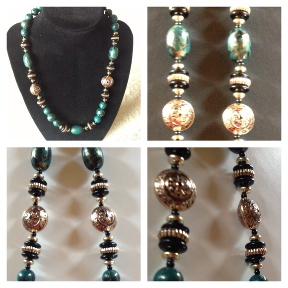 Green, Gold, Black Necklace