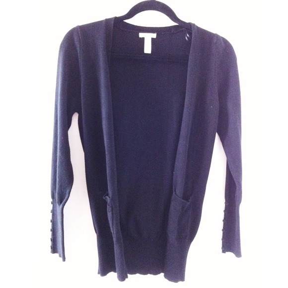 Black Cardigan with Buttons and synched sleeves