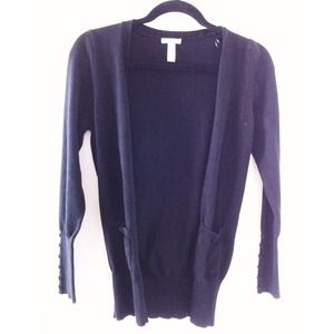 Black Cardigan with Buttons and synched sleeves