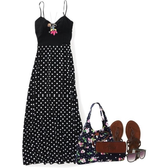 SOLD Polka Dot Knit Convertible Maxi Dress - Picture 2 of 2