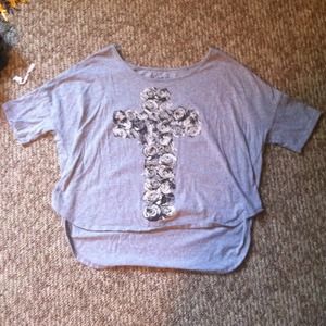High low rose cross crop top