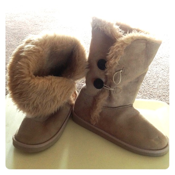 Side button fur lined boots and Rampage boots