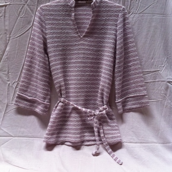 Vintage Purple & White Tunic That Ties At Waist
