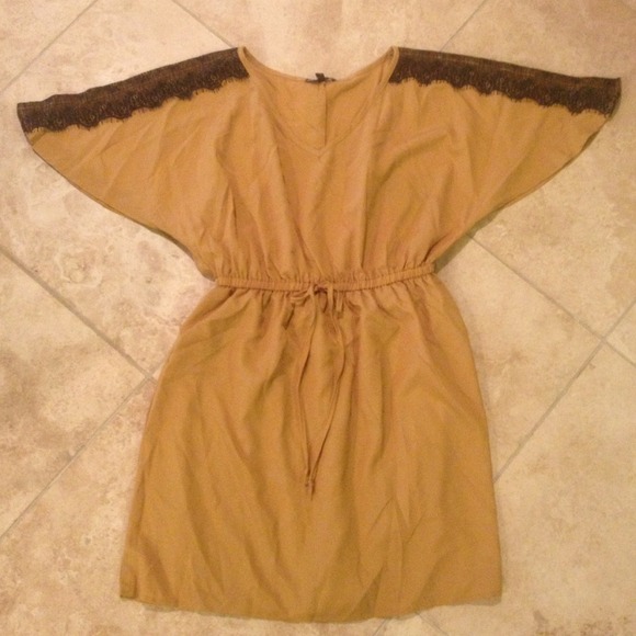 Reserved! Mustard yellow black lace dress