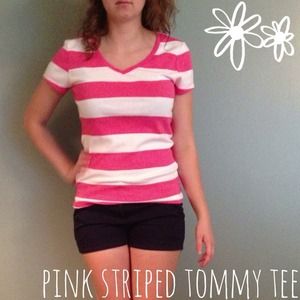 Pink Striped Tommy Tee