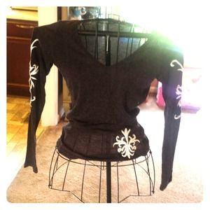 Beautiful Grey sweater with embroidery detail