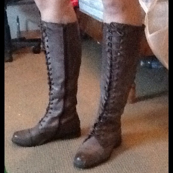 Brown Zip Up/Lace Leather Boots