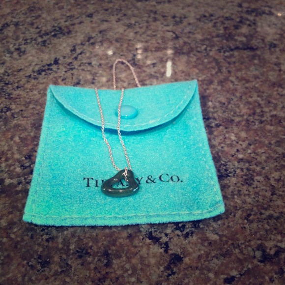 RESERVED Rare Tiffany's jade open heart necklace