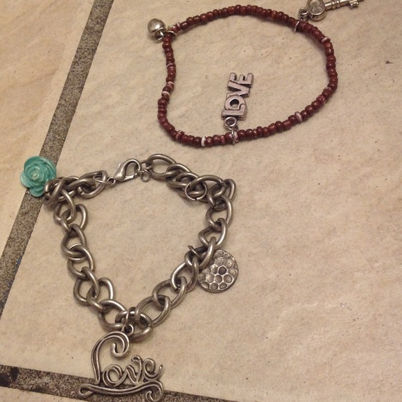 2 love charm bracelets.