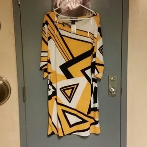 Yellow black and white dress