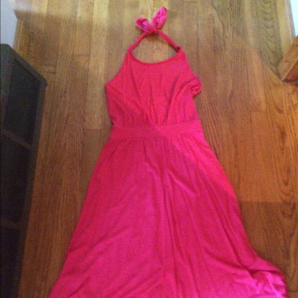 Hot pink halter dress