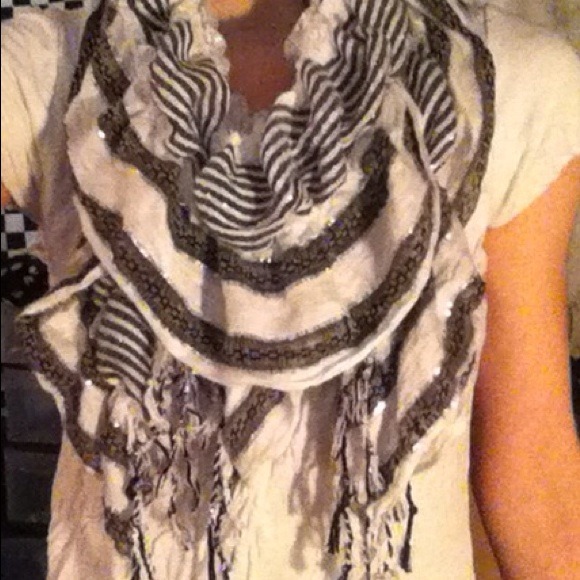 Silver, white, black, & gray scarf