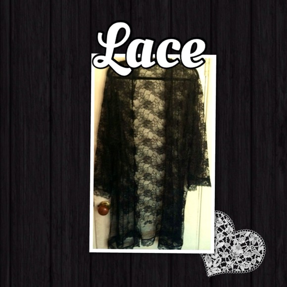 Long Black Lace Robe