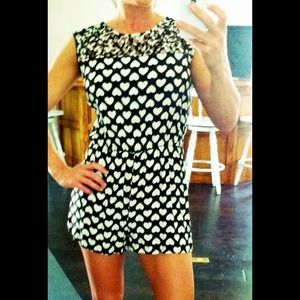 Navy/white hearts romper