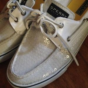 White Sequin Sperry's