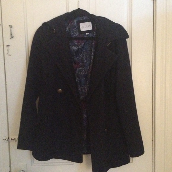 Wool blend navy blue winter pea coat