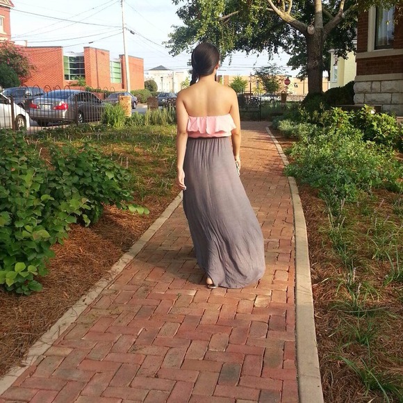 🚫Sold🚫Sparkle & fade hi low dress in peach &grey - Picture 3 of 3