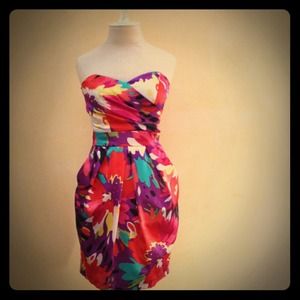 Nordstrom strapless floral printed dress size S