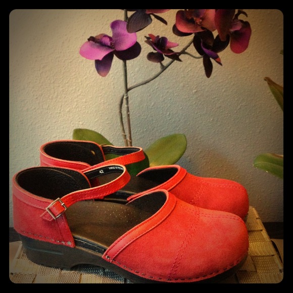 Dansko Shoes - Red suede Dansko Mary Janes