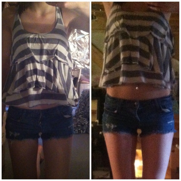 Gray and white flowy tank top