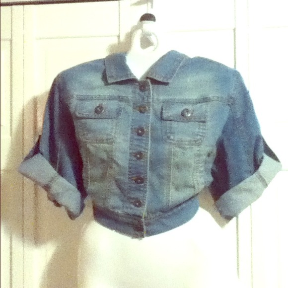 half length faded jean jacket WORN ONCE