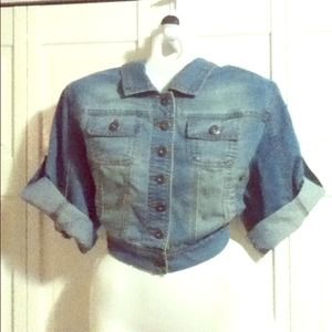 half length faded jean jacket WORN ONCE