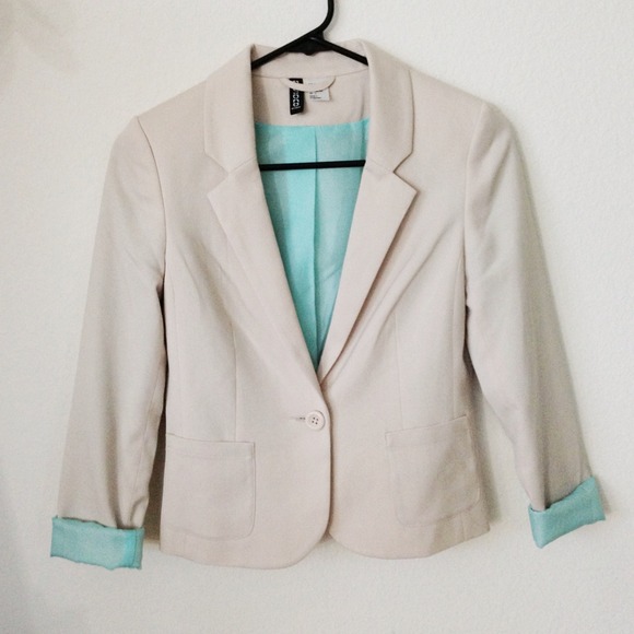 Cream Blazer with Mint Lining