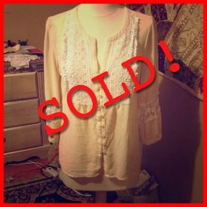 🚫SOLD🚫 Cream Chiffon and Lace Top