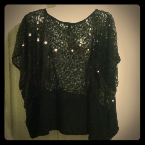 XL sheer black sparkle top