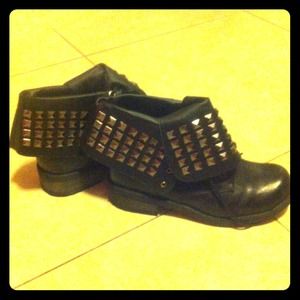 Studded black combat boots 7.5
