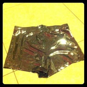 High waisted shiny silver shorts size M