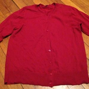 Red cardigan