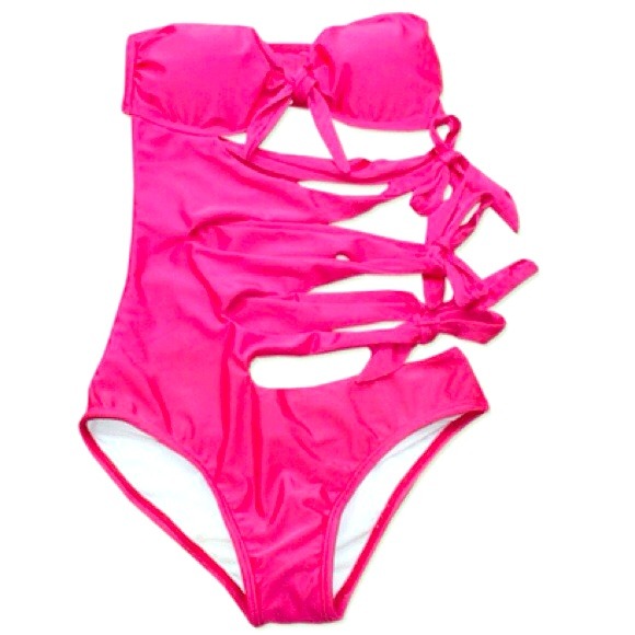 Bright pink monokini