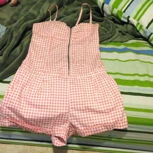 Pink and white romper